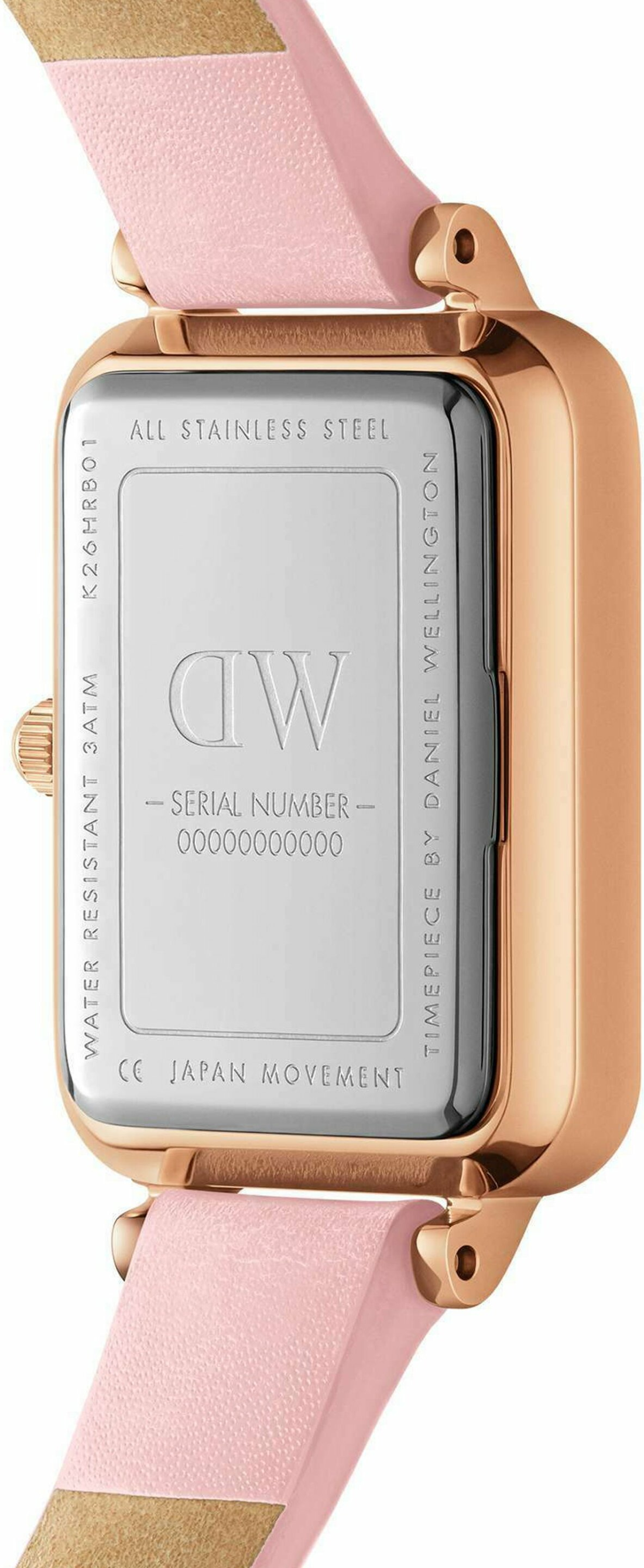 Montre Femme Daniel Wellington DW00100636 Quadro - Cadran Rectangulaire Rose Nacre, Boîtier Or Rose vue 3