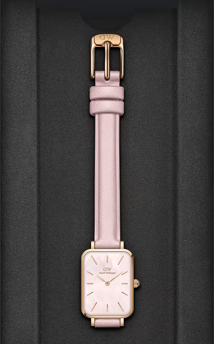 Montre Femme Daniel Wellington DW00100636 Quadro - Cadran Rectangulaire Rose Nacre, Boîtier Or Rose vue 4