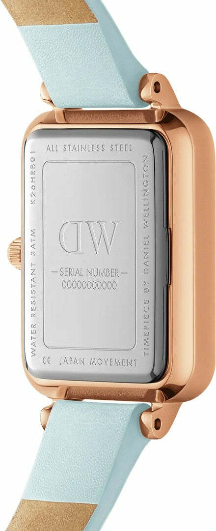 Montre Femme Daniel Wellington Quadro Bluebell DW00100638 - Cadran bleu nacré, boîtier or rose vue 3