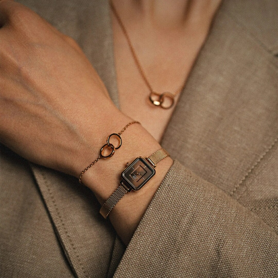 Montre Daniel Wellington DW00100649 Quadro Mini Melrose Amber Rose Gold vue 3