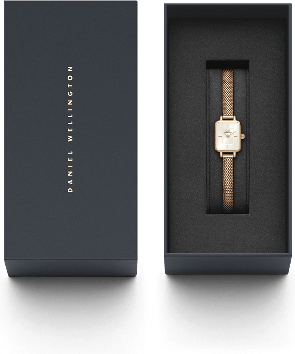 Montre Daniel Wellington DW00100651 Quadro Mini Melrose Rose Gold Champagne vue 4