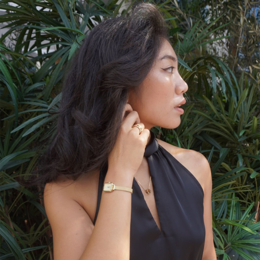 Montre Femme Daniel Wellington DW00100656 Quadro Mini Cadran Rectangulaire Blanc Bracelet Maille Milanaise Doré vue 5