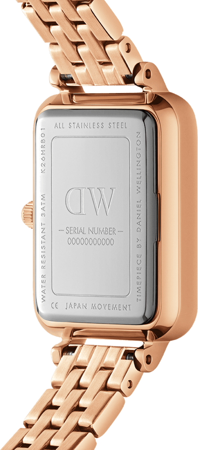Montre Femme Daniel Wellington DW00100659 Cadran Vert Rectangulaire Bracelet Or Rose Acier vue 3