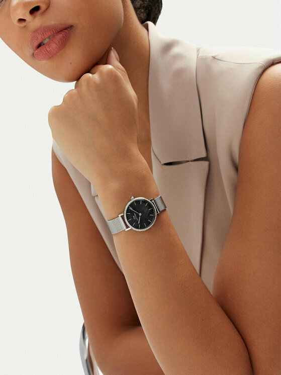 Montre Femme Daniel Wellington Petite Lumine Bezel Sterling DW00100661 - Cadran Noir Nacré, Boîtier Argent vue 5