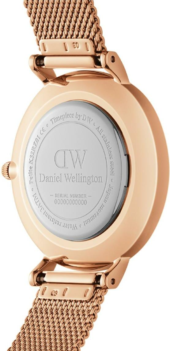 Montre Femme Daniel Wellington Petite Lumine Bezel Melrose DW00100663 - Cadran rose nacré, bracelet maille milanaise or rose vue 3