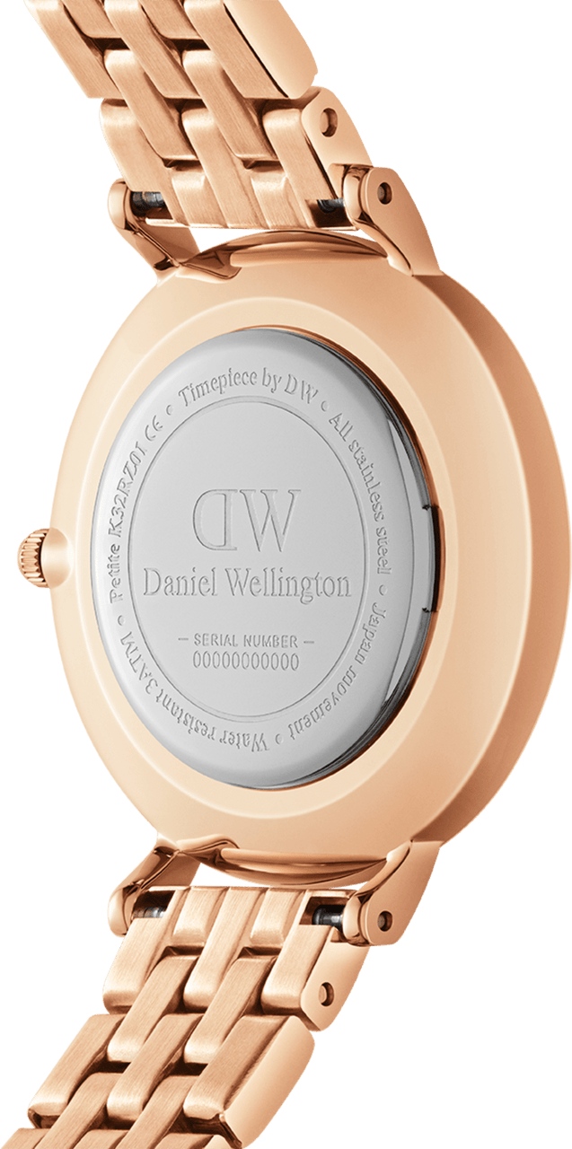 Montre Femme Daniel Wellington Petite Lumine Bezel 5-Link Melrose DW00100666 - Cadran Blanc, Bracelet Or Rose vue 3
