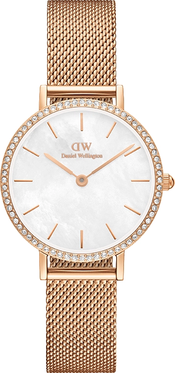 Montre Femme Daniel Wellington Petite Lumine Bezel DW00100673 - Cadran Blanc Nacré, Boîtier et Bracelet Or Rose