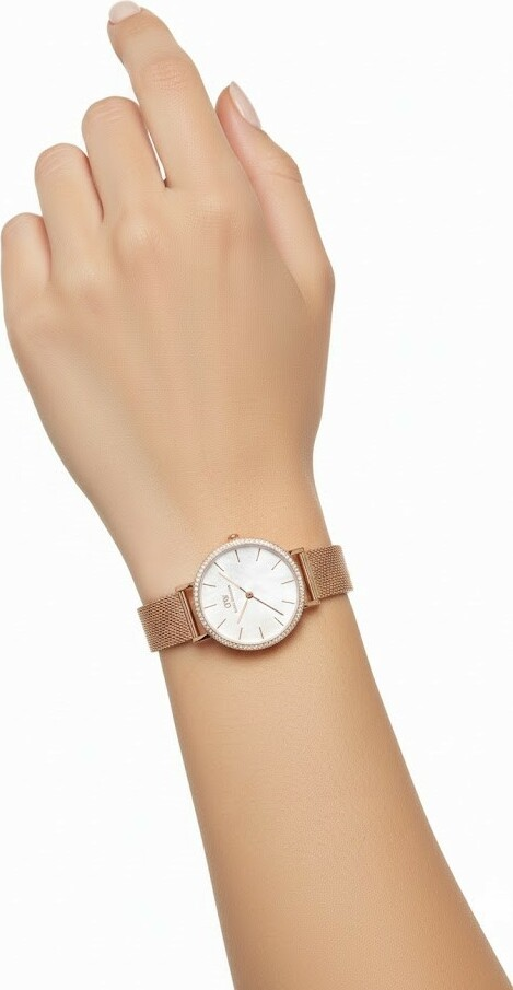Montre Femme Daniel Wellington Petite Lumine Bezel DW00100673 - Cadran Blanc Nacré, Boîtier et Bracelet Or Rose vue 2