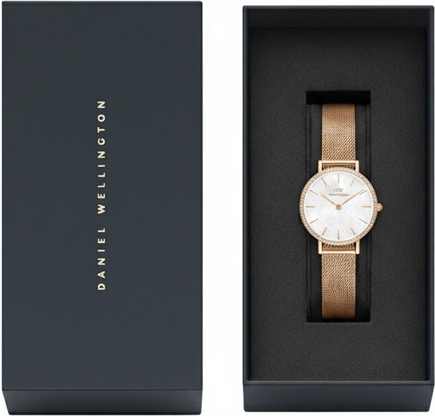 Montre Femme Daniel Wellington Petite Lumine Bezel DW00100673 - Cadran Blanc Nacré, Boîtier et Bracelet Or Rose vue 3