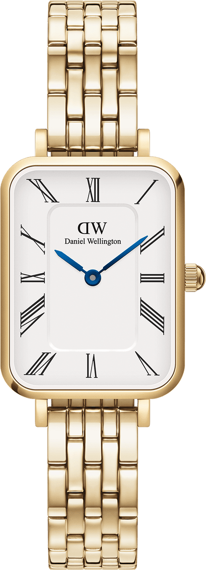 Montre Femme Daniel Wellington DW00100688 Quadro - Cadran Rectangulaire Blanc, Maille Milanaise Or Rose