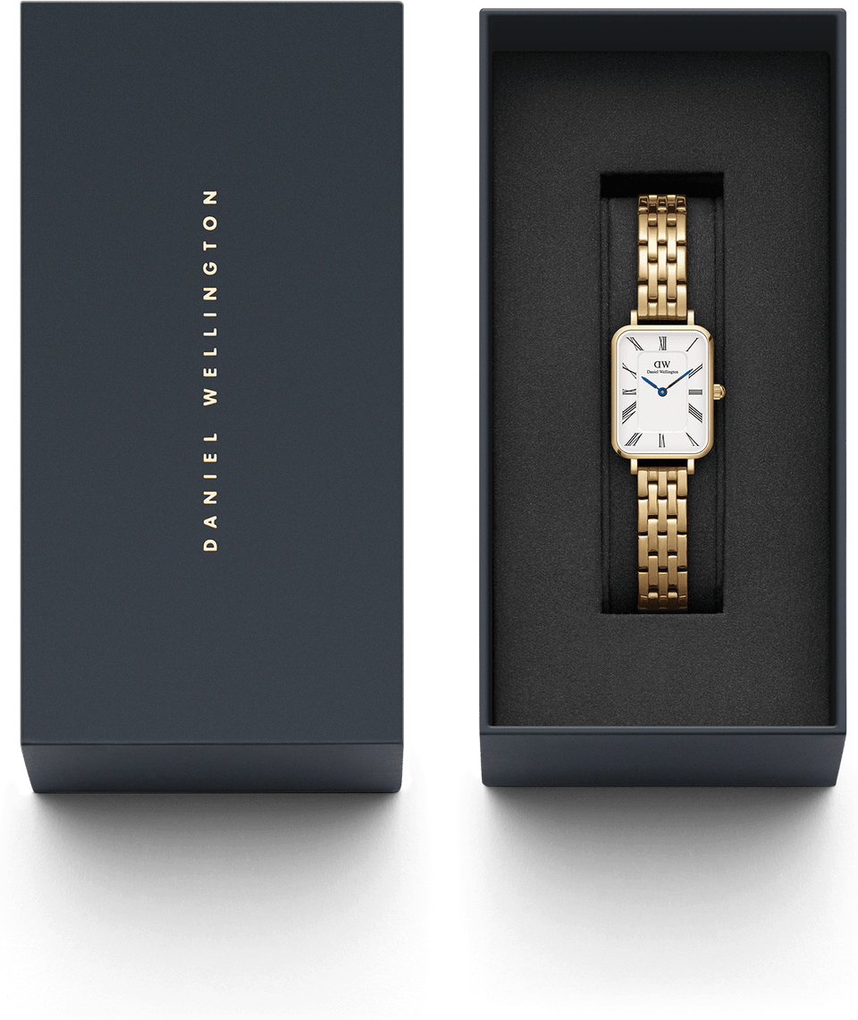 Montre Femme Daniel Wellington DW00100688 Quadro - Cadran Rectangulaire Blanc, Maille Milanaise Or Rose vue 3