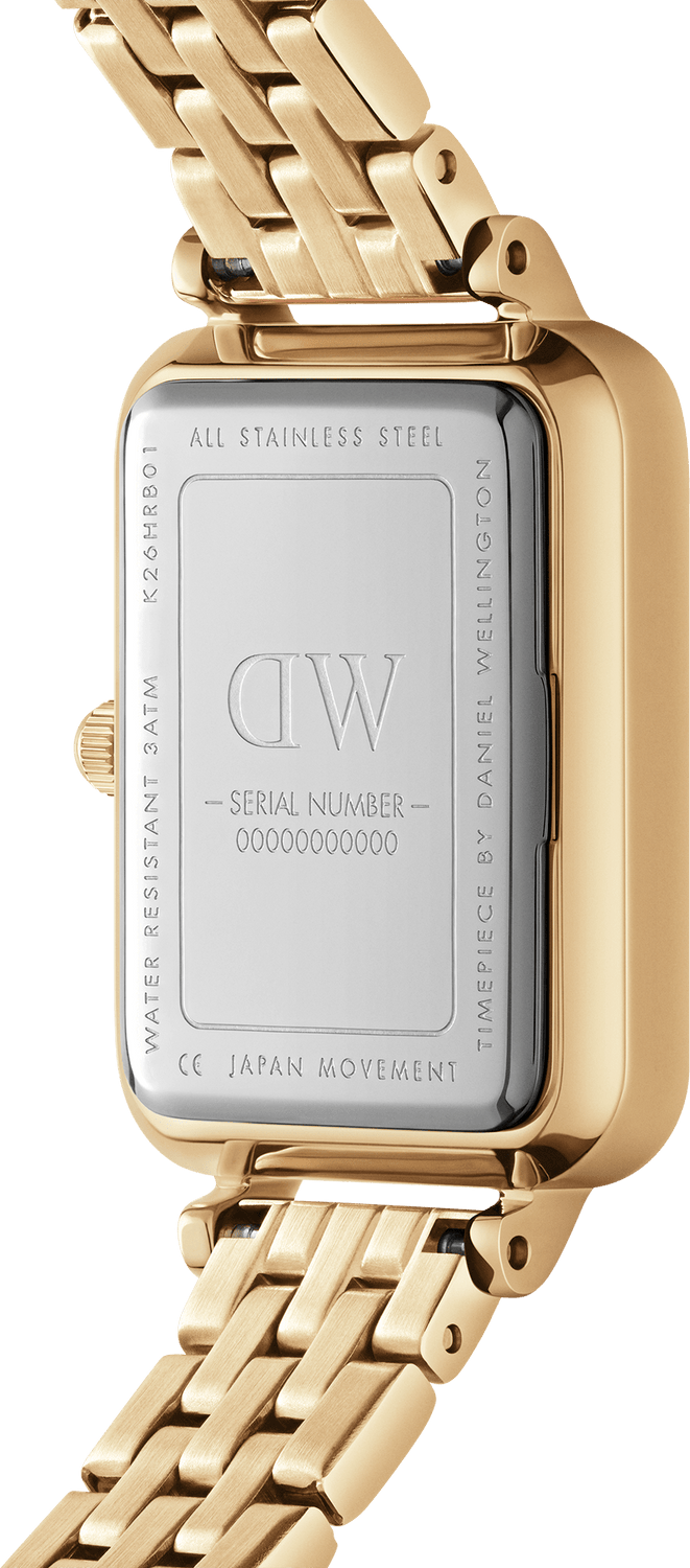 Montre Femme Daniel Wellington DW00100688 Quadro - Cadran Rectangulaire Blanc, Maille Milanaise Or Rose vue 4
