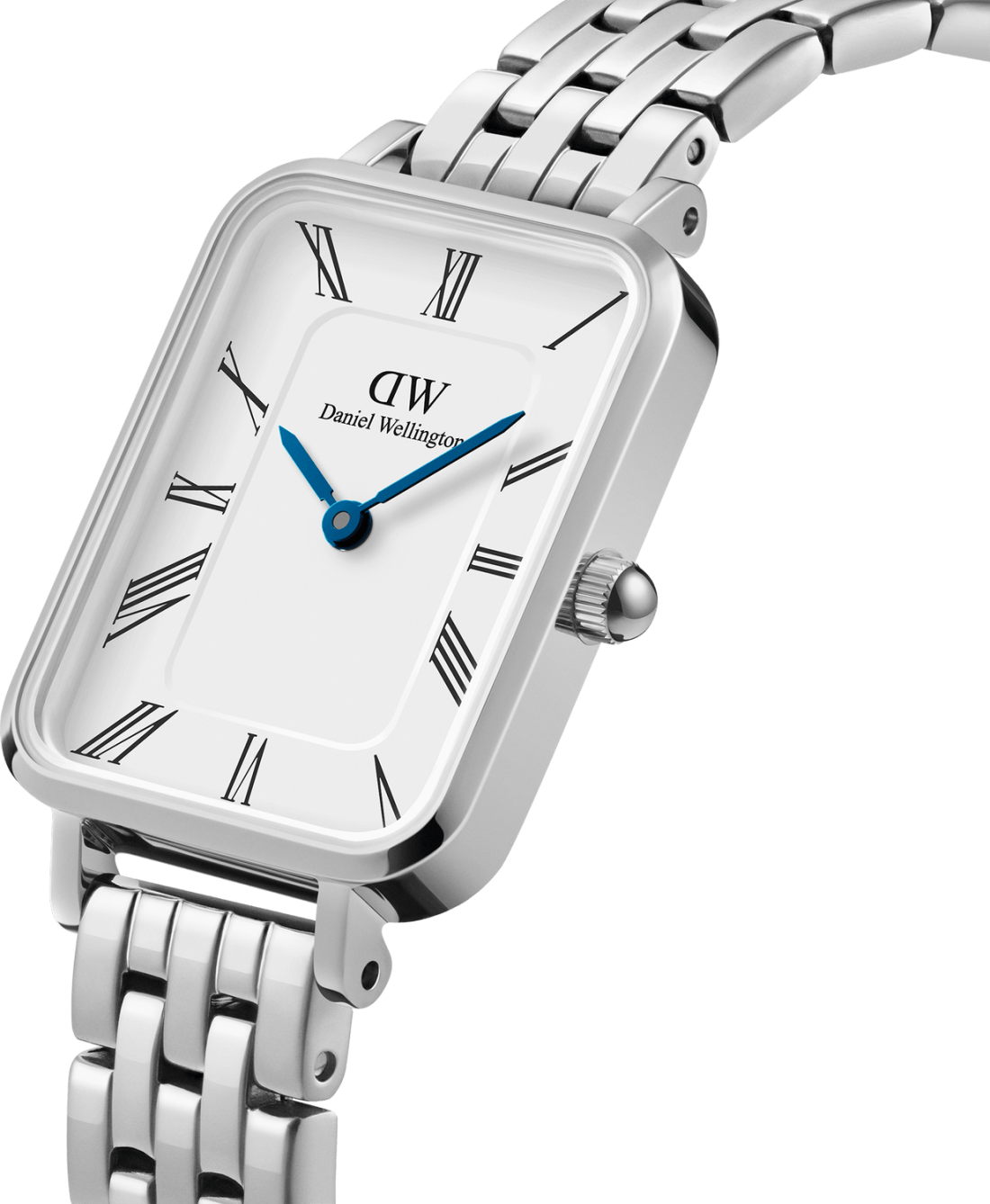Montre Femme Daniel Wellington DW00100691 Quadro Rectangulaire Cadran Blanc Maille Milanaise Or Rose vue 2