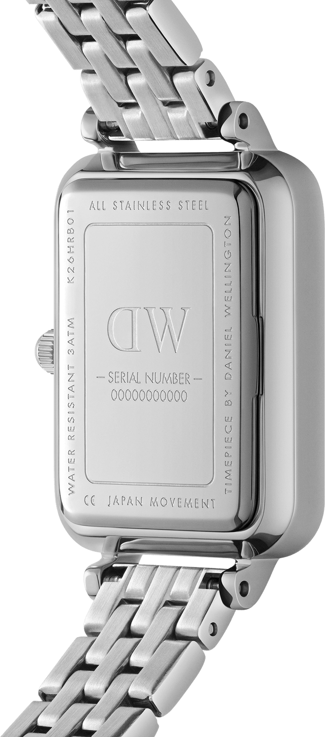 Montre Femme Daniel Wellington DW00100691 Quadro Rectangulaire Cadran Blanc Maille Milanaise Or Rose vue 4