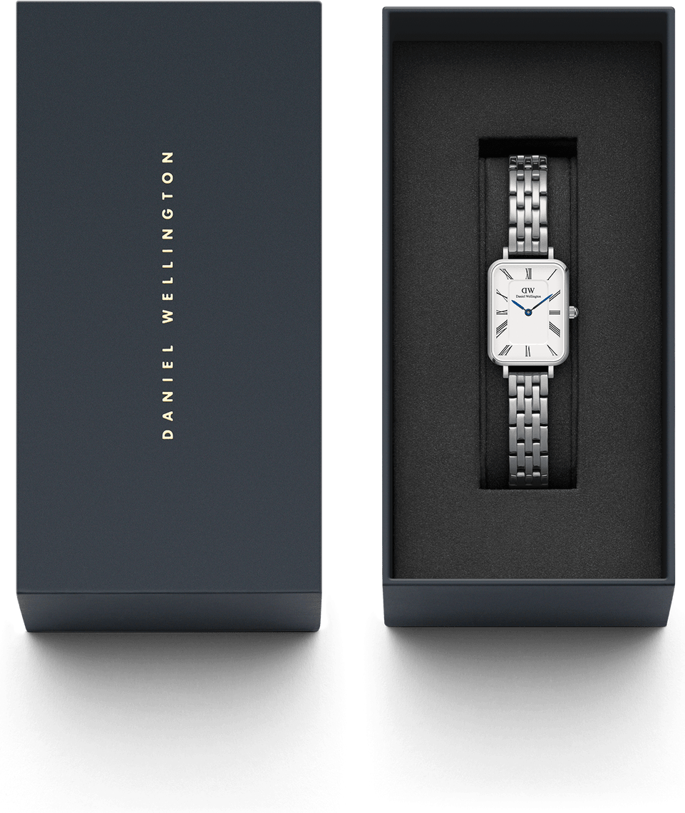 Montre Femme Daniel Wellington DW00100691 Quadro Rectangulaire Cadran Blanc Maille Milanaise Or Rose vue 5