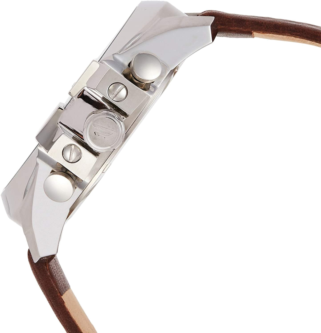 Montre Diesel Mega Chief DZ4281 pour Homme - Cadran bleu, Bracelet cuir marron vue 3