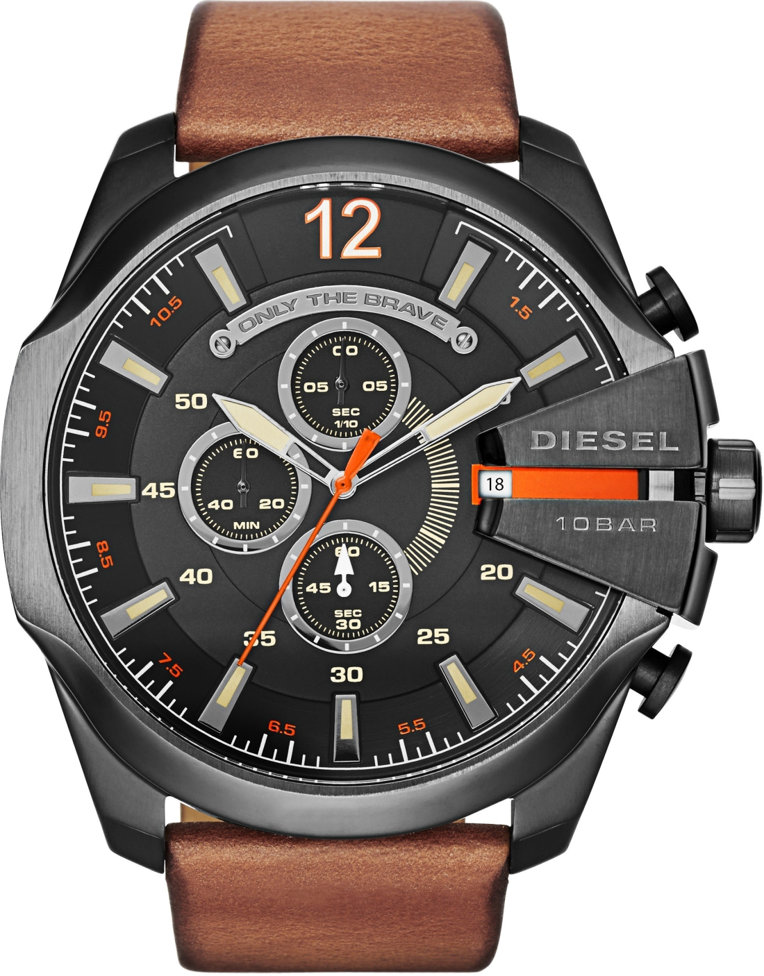 Montre Diesel DZ4343 Bracelet Cuir Marron et Boîtier Acier Robuste