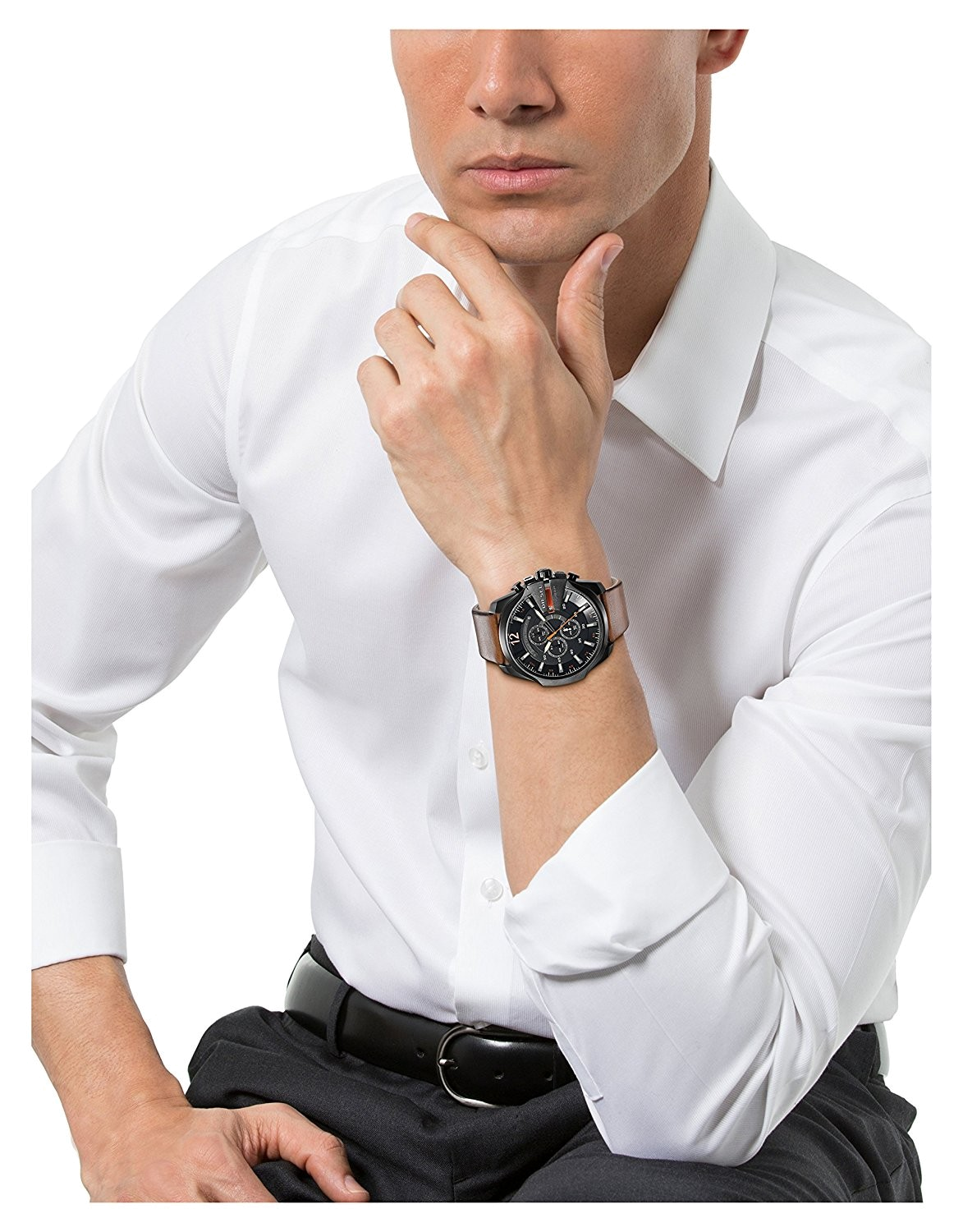 Montre Diesel DZ4343 Bracelet Cuir Marron et Boîtier Acier Robuste vue 5