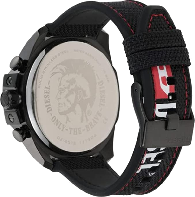 Montre Diesel Mega Chief DZ4512 pour Homme, Cadran Gris, Boîtier Noir, Bracelet Nylon vue 3