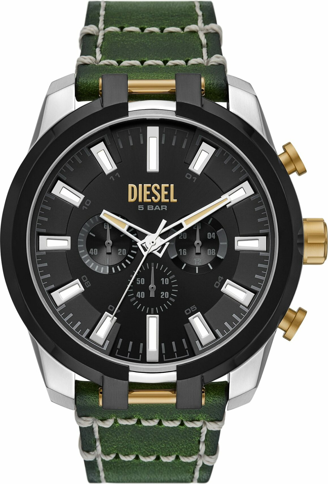 Montre Diesel DZ4588 Homme - Chronographe Split Cadran Noir sur Bracelet Cuir Vert vue 2