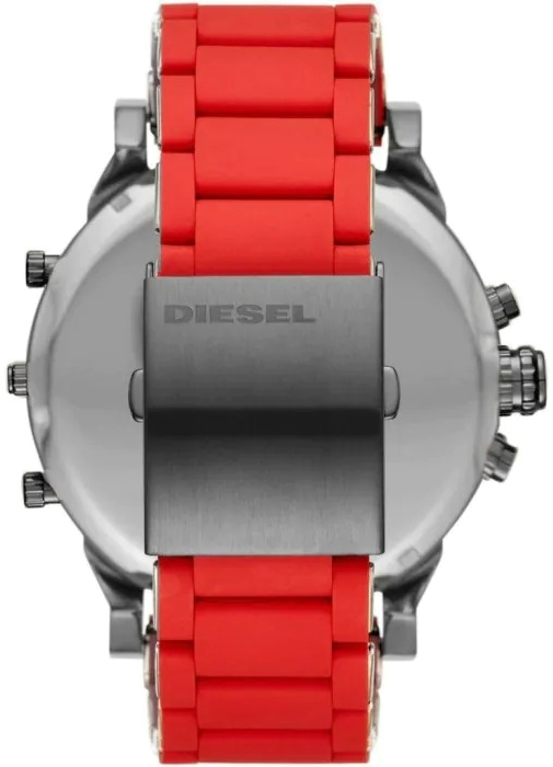 Montre Diesel Mr Daddy 2.0 DZ7370 pour Homme, Boîtier Acier Noir 57mm, Bracelet Silicone Rouge vue 3