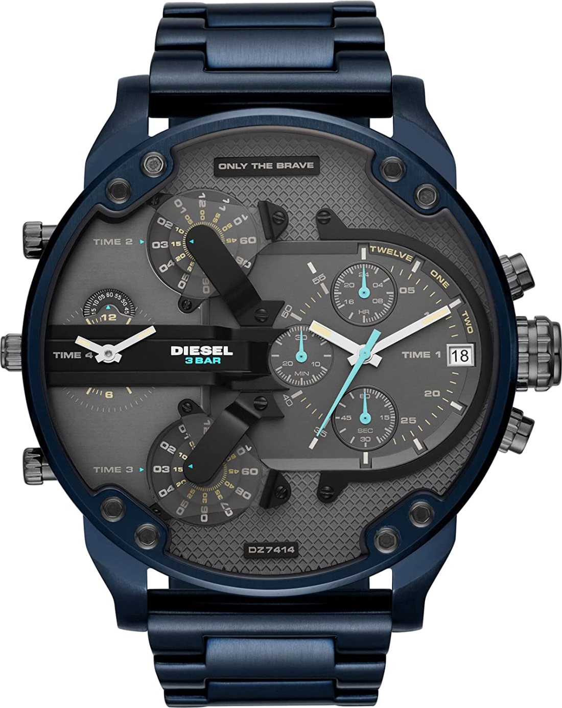 Montre Homme Diesel Mr Daddy 2.0 DZ7414 Chronographe XXL en Acier Bleu