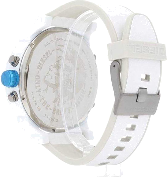 Montre Diesel Mr Daddy 2.0 DZ7419 - Chronographe Homme 57mm, Boîtier Blanc et Bracelet Silicone Blanc vue 3