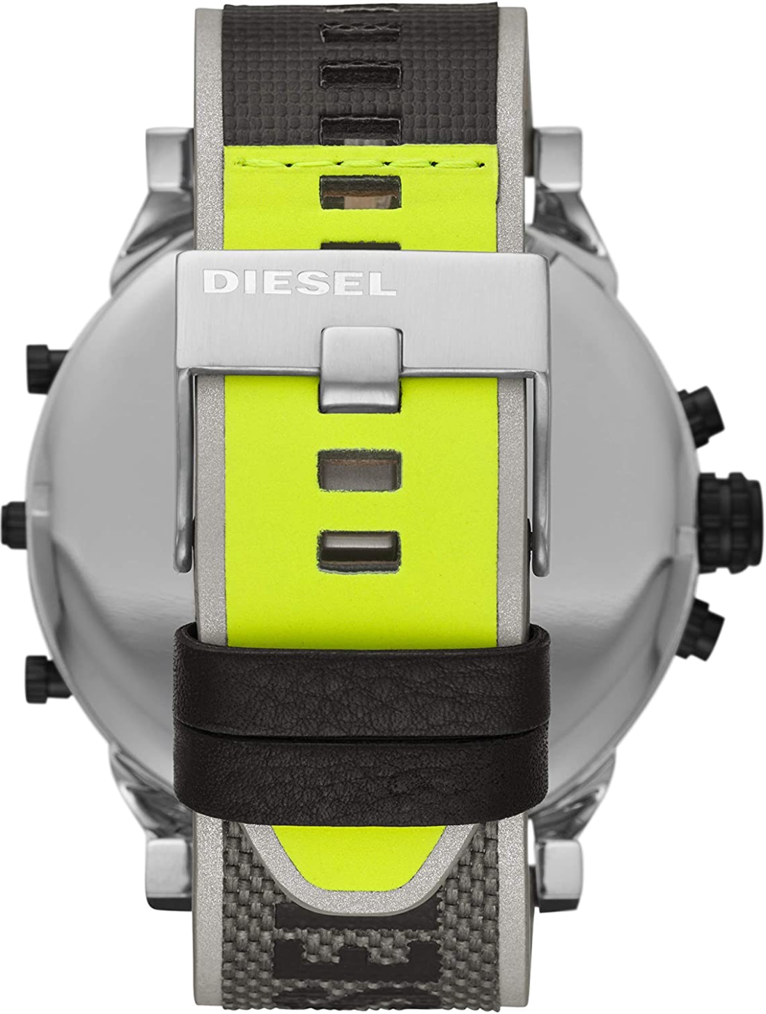 Montre Diesel Mr. Daddy 2.0 XXL DZ7429 pour Homme, Cadran 56mm Noir, Bracelet Gris Cuir/Tissu vue 2