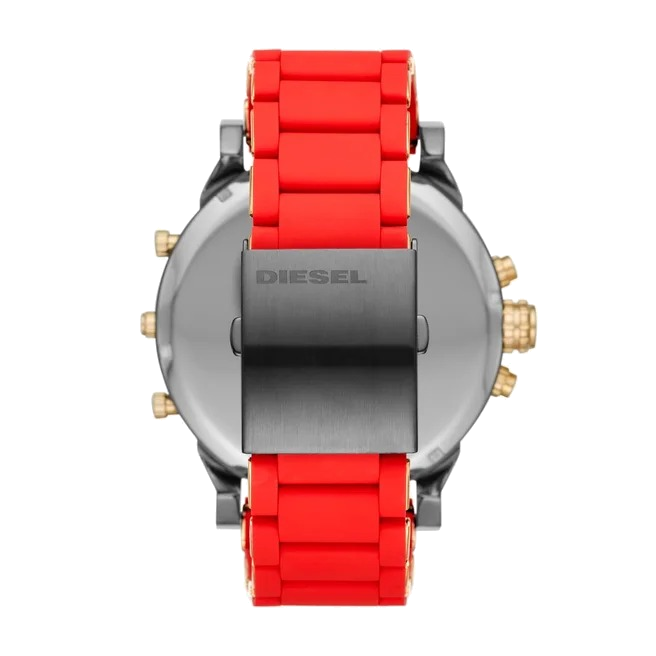 Montre Diesel Mr Daddy 2.0 DZ7430 pour Homme - Cadran Gris, Bracelet Silicone Rouge vue 3