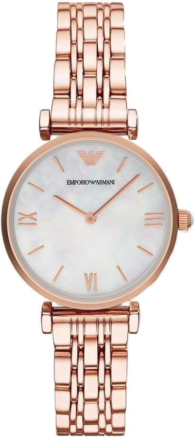 Montre Femme Emporio Armani Gianni 111396 - Cadran Nacre, Boîtier et Bracelet Acier Doré Rose