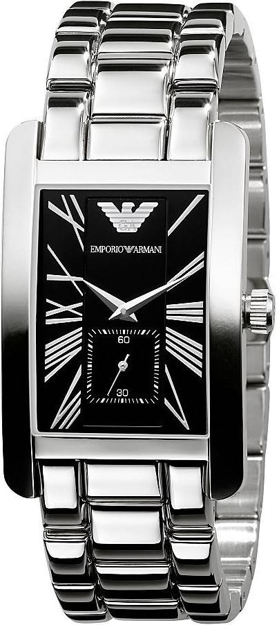 Montre Homme Emporio Armani AR0156 Rectangulaire Acier Inox Cadran Noir