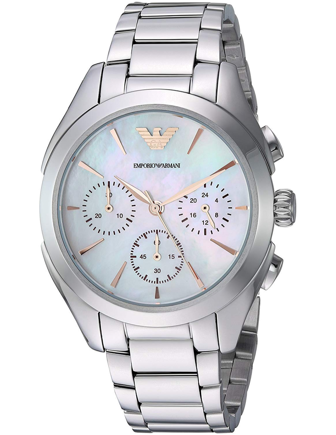 Montre Emporio Armani AR11050 pour Femme, Cadran Nacre et Bracelet Acier Argenté