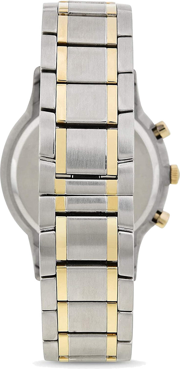Montre Homme Emporio Armani Renato AR11076 - Boîtier Acier Bicolore & Bracelet NATO Argent/Or vue 3