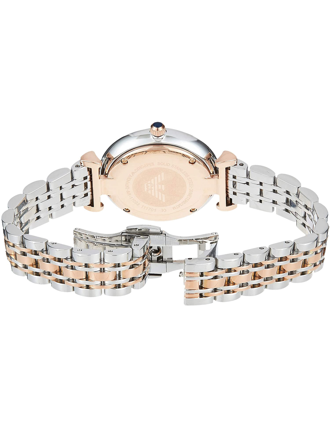 Montre Femme Emporio Armani AR11092 Gianni - Cadran Bleu Nuit, Bracelet Or Rose vue 2