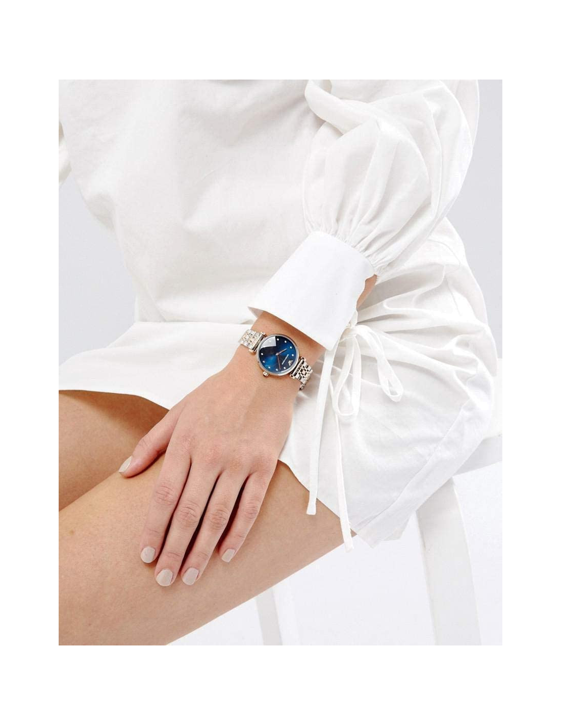 Montre Femme Emporio Armani AR11092 Gianni - Cadran Bleu Nuit, Bracelet Or Rose vue 3