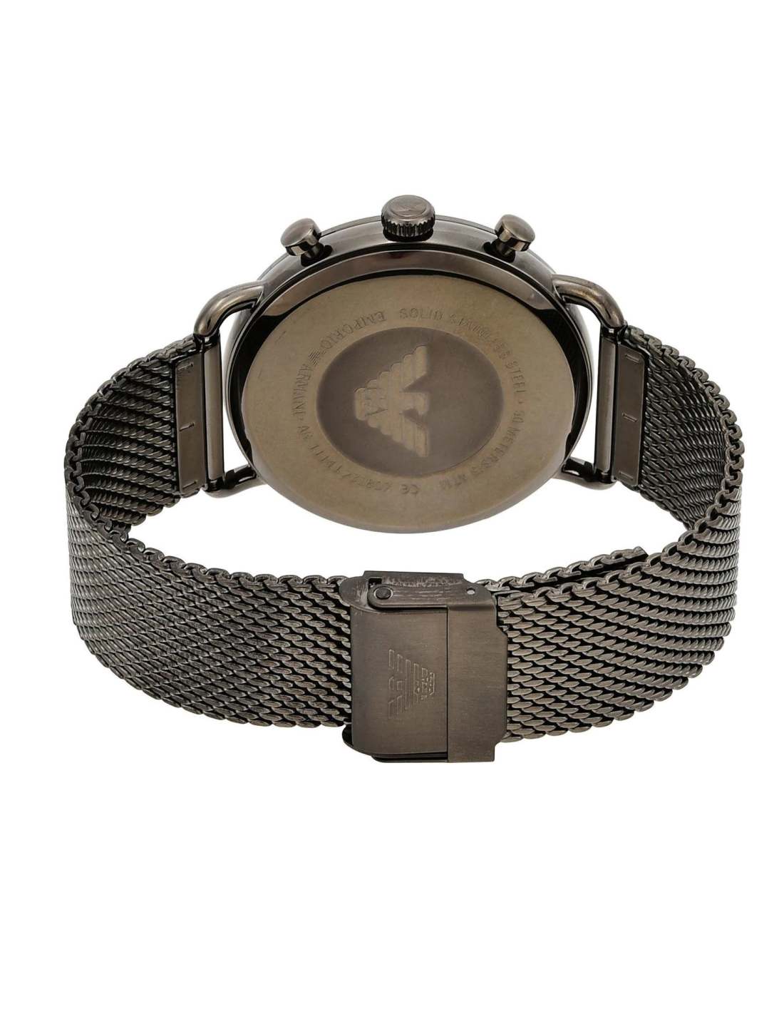 Chronographe Emporio Armani AR11141 Homme en Acier Gris à Maille Milanaise vue 2