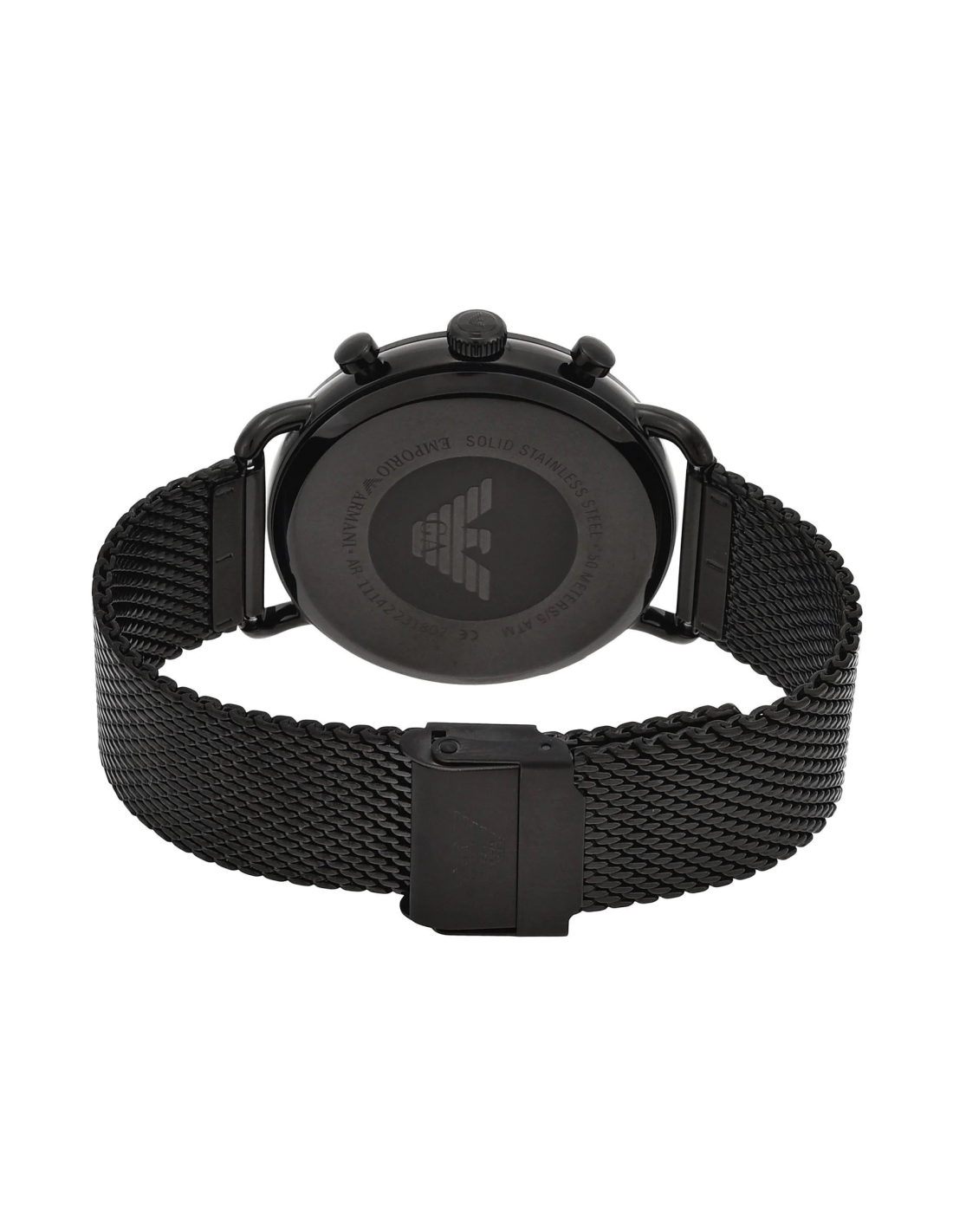 Montre Homme Emporio Armani AR11142 Chronographe Acier Noir Maille Milanaise vue 2