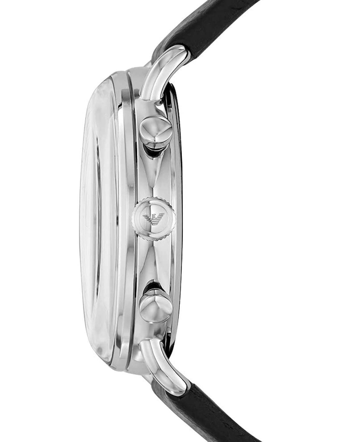 Montre Homme Emporio Armani Aviator AR11143 - Boîtier Argent, Cadran Noir, Bracelet Cuir vue 2