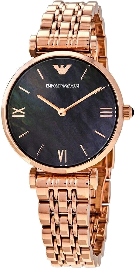 Montre-bracelet Femme Emporio Armani AR11145, Cadran Noir et Bracelet Acier Or Rose