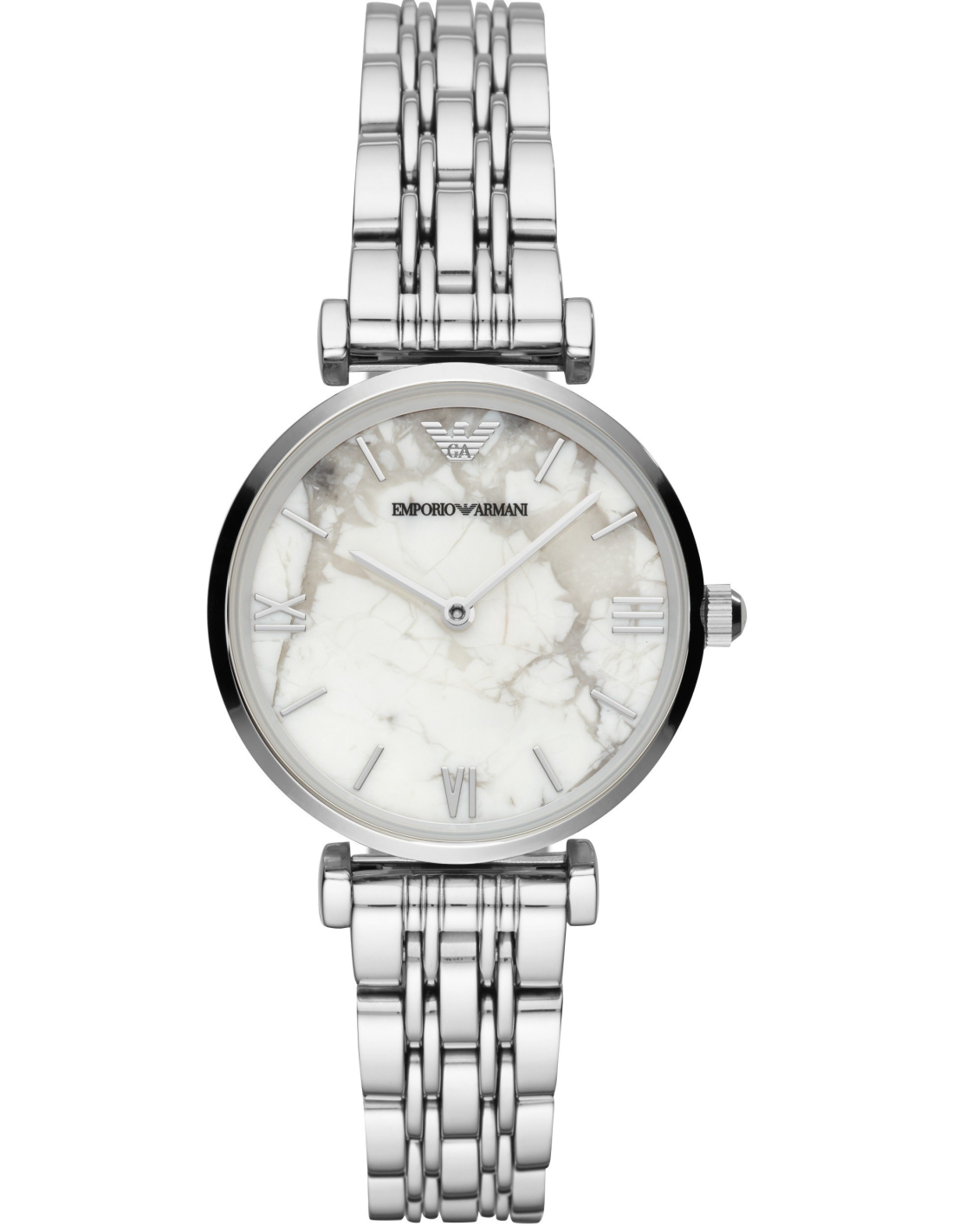 Montre Femme Emporio Armani AR11170 Cadran Marbré Blanc Bracelet Acier