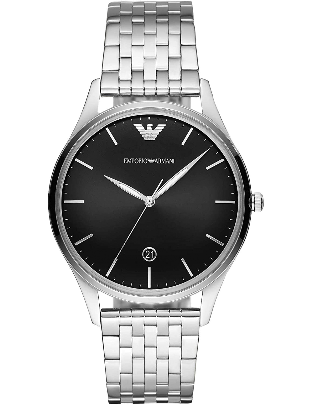 Montre Homme Emporio Armani Adriano AR11286, Cadran Noir et Bracelet Acier Argenté
