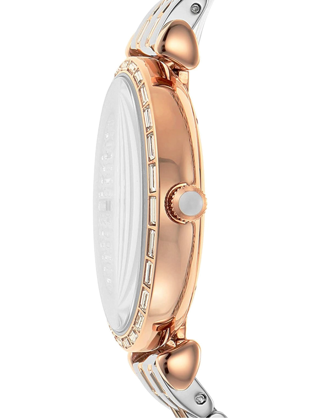 Montre Femme Emporio Armani AR11293 Gianni T-Bar - Boîtier Or Rose, Cadran Argent & Maille Milanaise vue 2