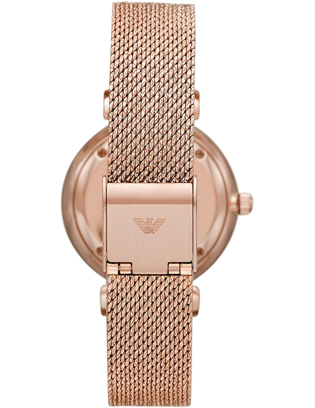 Montre Femme Emporio Armani AR11320 Gianni - Cadran Blanc, Boîtier Or Rose, Bracelet Cuir Bleu vue 2