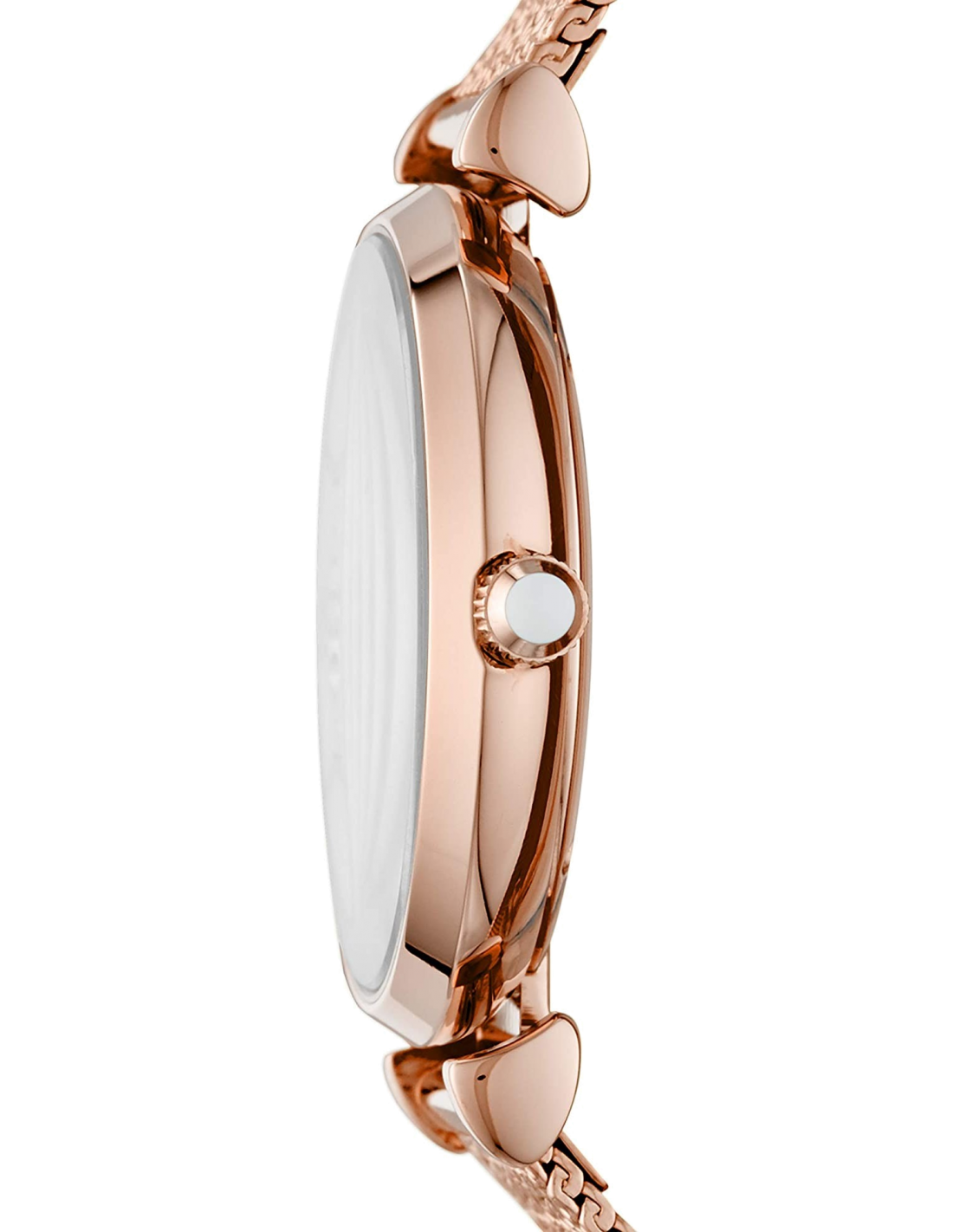 Montre Femme Emporio Armani AR11320 Gianni - Cadran Blanc, Boîtier Or Rose, Bracelet Cuir Bleu vue 3