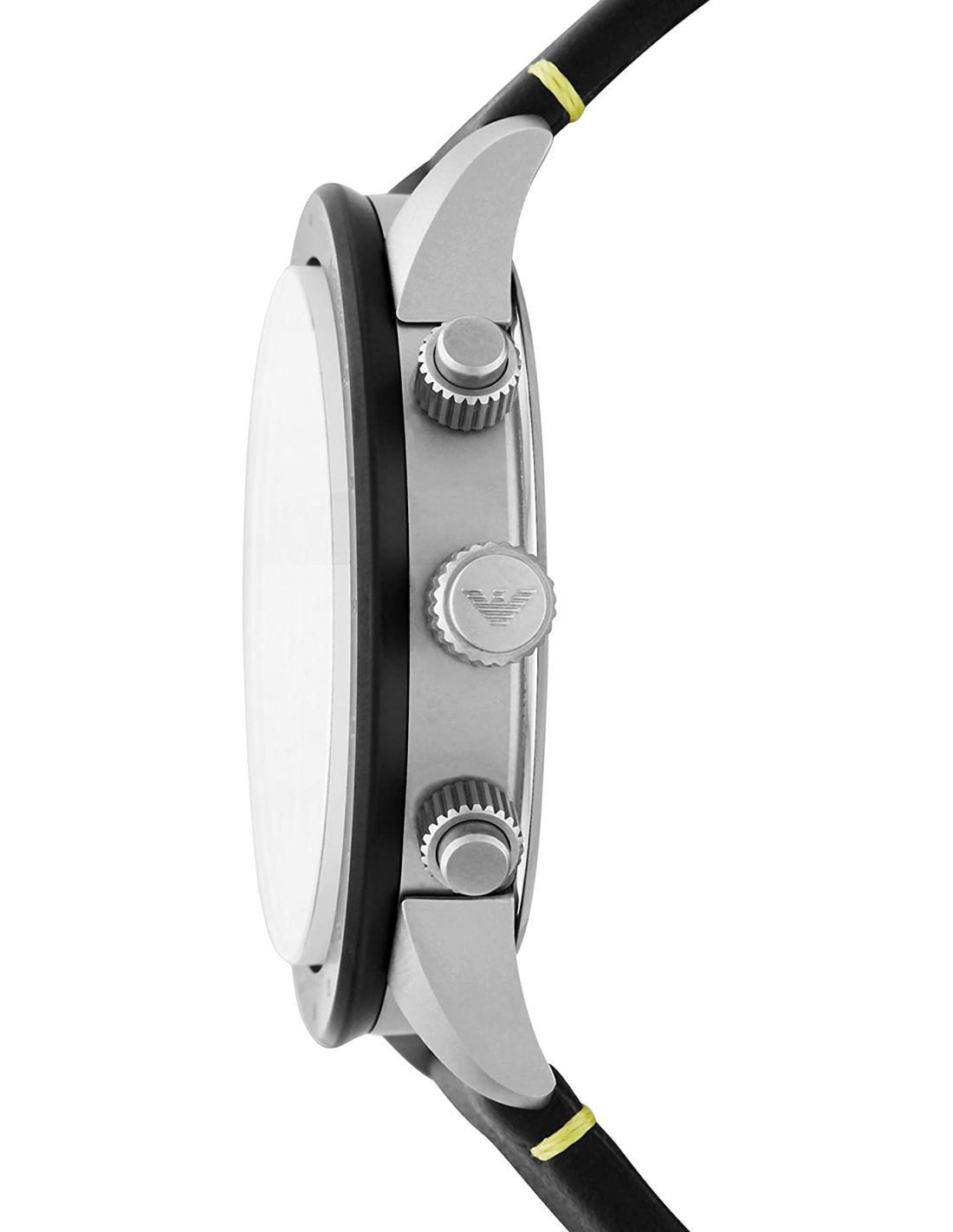 Montre Homme Emporio Armani Mario AR11325 - Chronographe sport noir et argent à détails jaunes vue 2