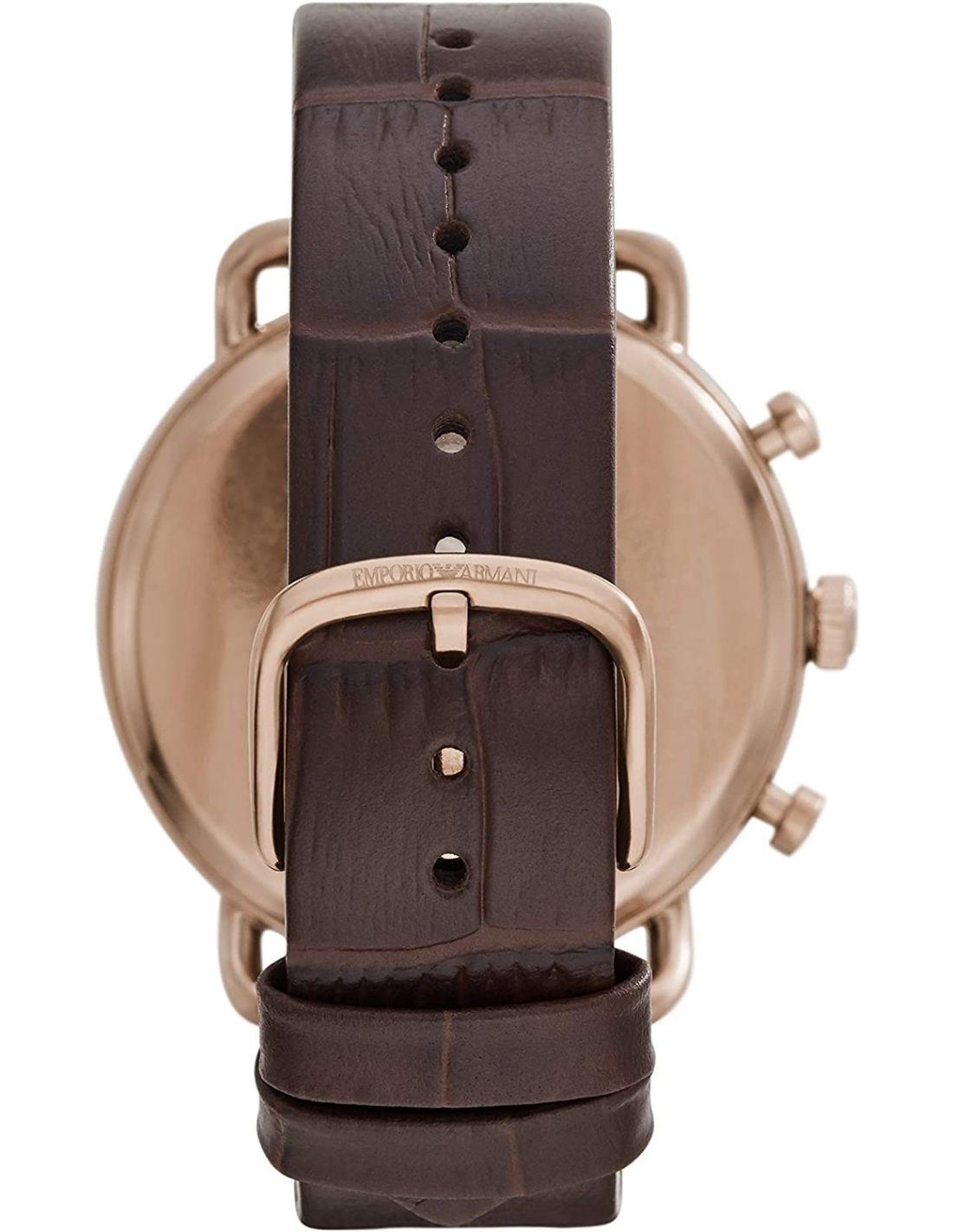 Montre Homme Emporio Armani Aviator AR11337 Cadran noir or rose bracelet marron vue 2