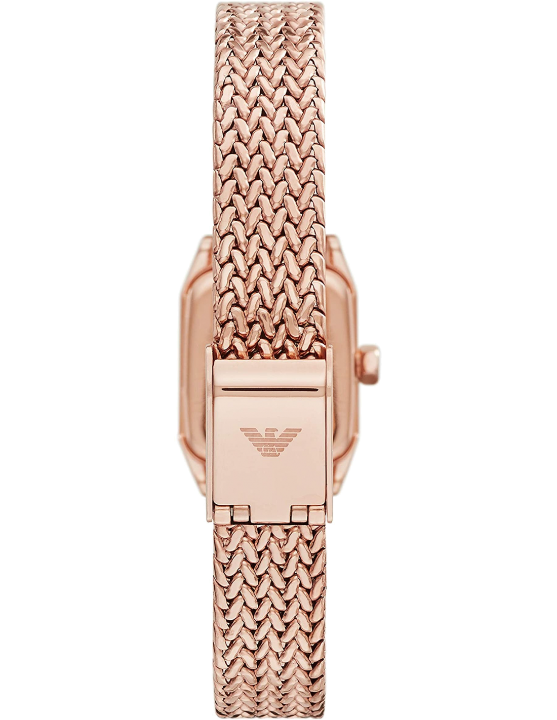Montre Femme Emporio Armani Gioia AR11347 Boîtier Rectangulaire Or Rose Maille Milanaise vue 2