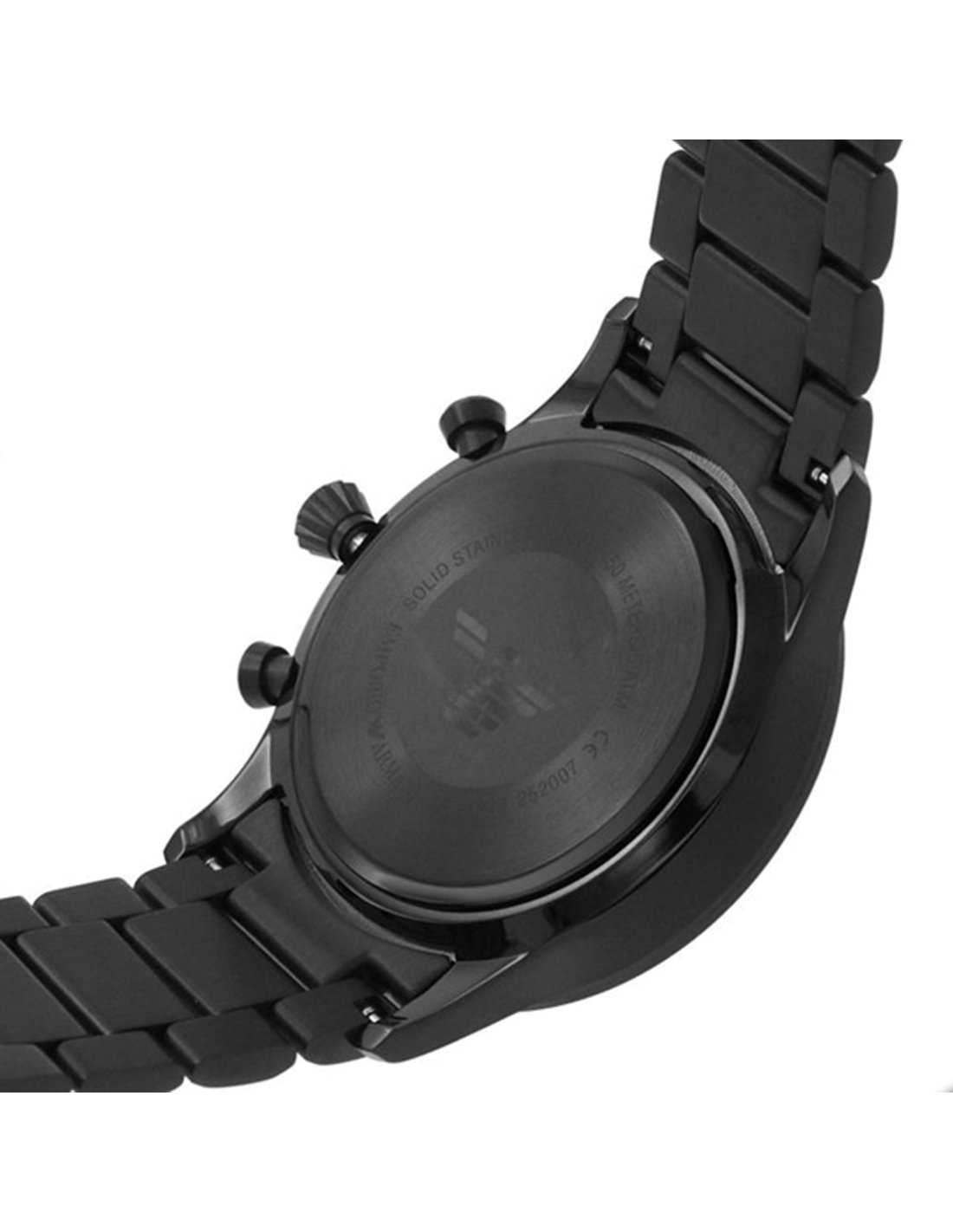 Montre Homme Emporio Armani Luigi AR11349 - Boîtier et bracelet acier noir vue 3