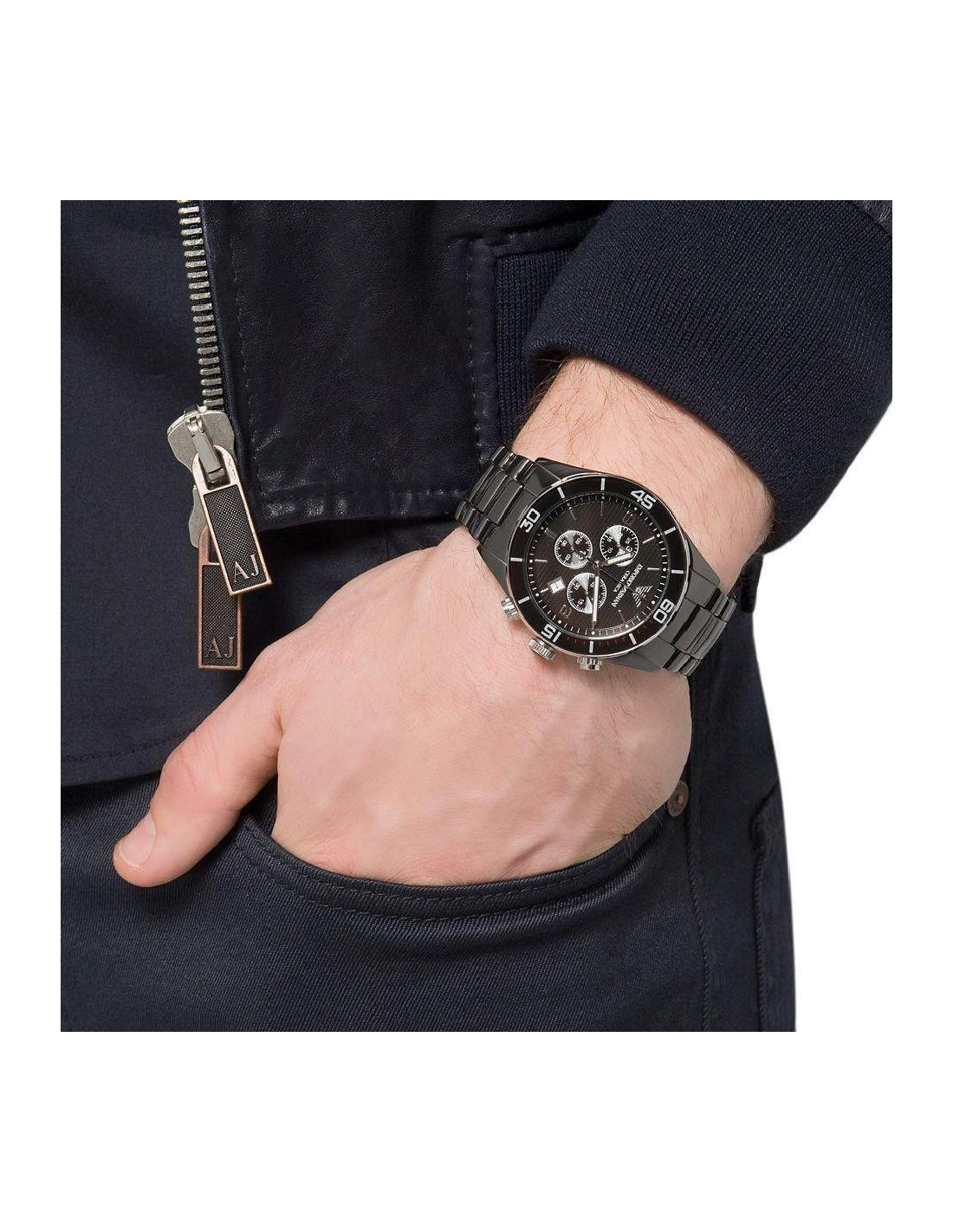 Montre Homme Emporio Armani AR1421 Chronographe Céramique Noire vue 4