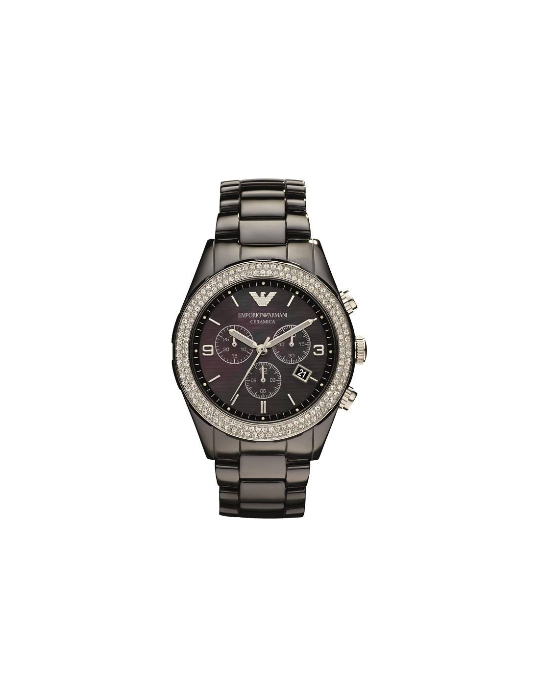 Montre Femme Emporio Armani AR1455 en Céramique Noire avec Cristaux
